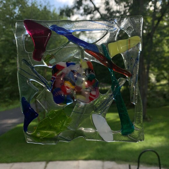 #5259 FUSED  SUNCATCHER  HANDCRAFTED FUSED SUNCATCHER ABSTRACT - Picture 6 of 7